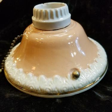 Flush Mount Porcelain Single Bare Bulb with Pull Chain