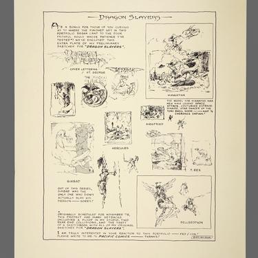 1979 William Stout Dragon Slayers Print Plate Limited Edition 261/1000 Black &amp; White Art 14.25 x 11.5 