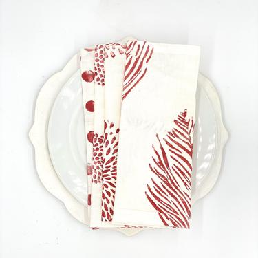 *Mix &amp; Match Napkins in Ruby on White Linen (Set of 4)