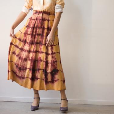 1980s Ralph Lauren Tie-Dyed Cotton Middy Skirt 