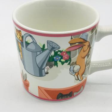 Vintage 1992 Tiffany Playground by Tiffany &amp; Co. Child's Porcelain Cup Ducks, Rabbit Cat- Nice Condition- Easter Gift 