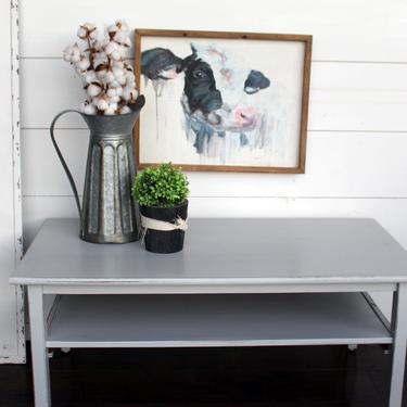 Rectangle Light Grey Coffee Table with Shelf