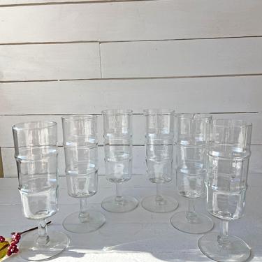 Vintage Fluted Bamboo Style Champagne Glasses, Set of 6 // Boho, Unique Bamboo Barware // Midcentury Glasses, Wine Glasses // Christmas Gift 