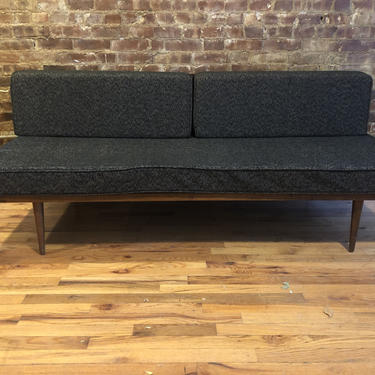 Mid century modern minimalist danish daybed sofa couch bed black frame original black upholstery 