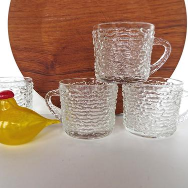 Set of 4 Soreno Rippled Glass Espresso Cups By Anchor Hocking, Minimalist Textural Coffee, Tea, or Punch Cups //2 Sets Available// 