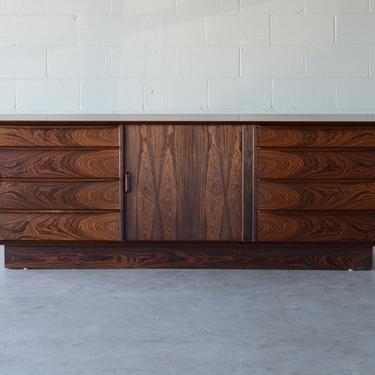 Mid-Century Falster Danish Modern Rosewood Double Dresser Sideboard 