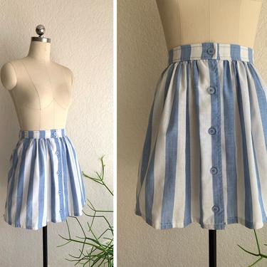 Vintage 70s/80s Chambray Striped Mini Skirt | Size Small 