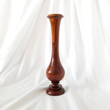 Vintage Turned Wood Vase / Rosewood Bud Vase / High Gloss Midcentury Wooden Vase / Single Stem Vase / Simple Wooden Home Decor 