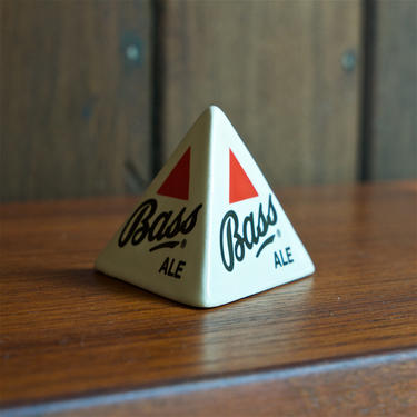 Beer Ceramic Advertising Paperweight Triangle Desk Accessory Vintage Mid-Century Fox Hunt English Countryside Pyramid 