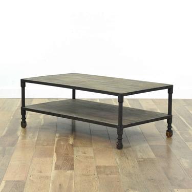 Contemporary Industrial Coffee Table W Casters