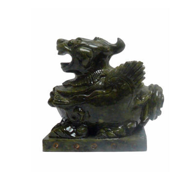 Hand Carved Chinese Green Stone Pixiu Fengshui Figure Small Size n329E 