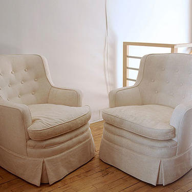 Pair 1960’s Upholstered Swivel Lounge Chairs