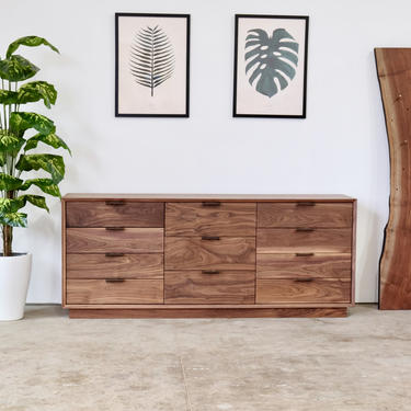 Solid Walnut Mid Century Modern Dresser, 11 Drawer Bedroom Dresser, Handmade Furniture, Custom Wedding Gift 