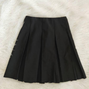 Vintage 60s Donald's Pleated Mini Skirt // Black School Uniform // Wool Blend 
