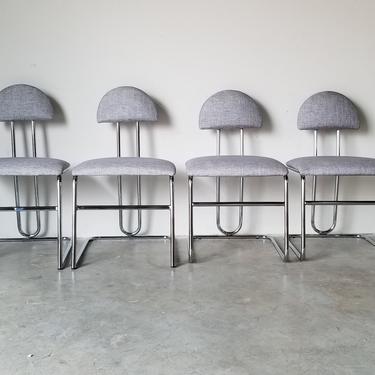 80's Italian Postmodern Chrome Dining Chairs - Set of 4 