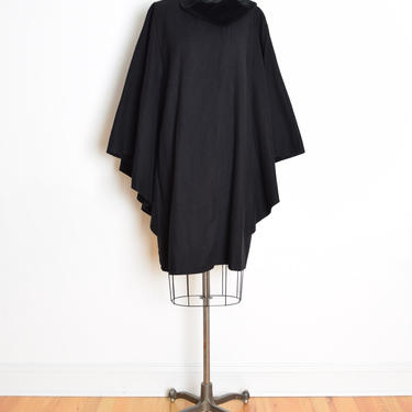 vintage 80s coat black wool draped cocoon cape jacket L XL avant garde clothing 