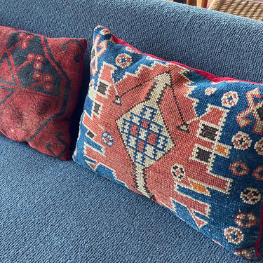 Pair Vintage Oriental Rug Pillows 