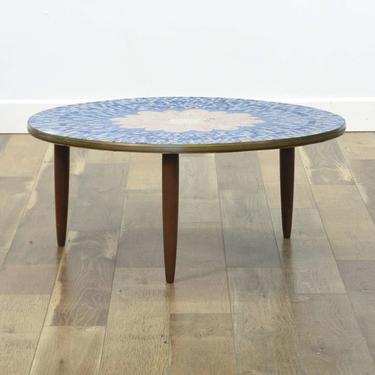 Handcrafted Floral Mosaic Top Coffee Table