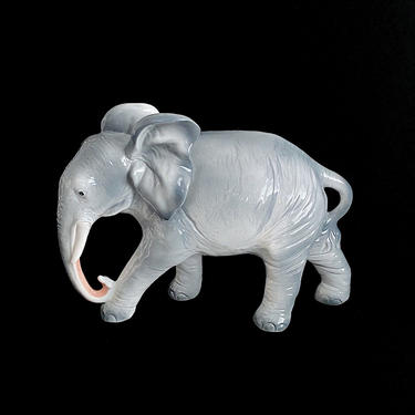 Vintage LARGE Hand Painted Italian Capo di Monte Ceramic Elephant Figure Sculpture Italy 1970s Capodimonte 