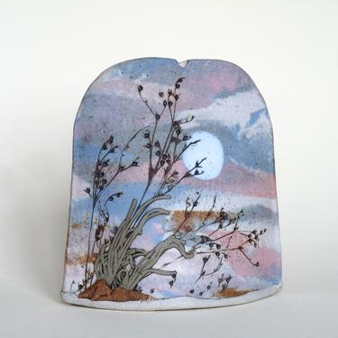 Studio Pottery Vase American Southwestern Style Pink and Blue Desert Sunrise Sunset 