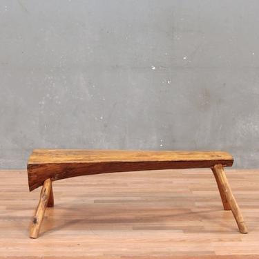 Rustic Flared Raw Wood Bench – ONLINE ONLY