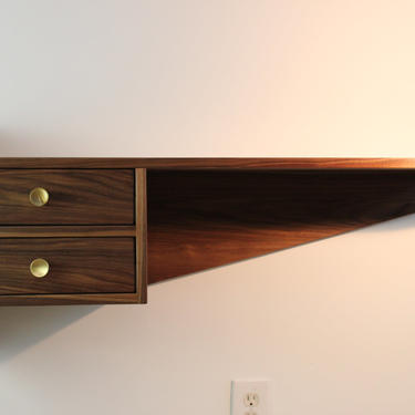 Mid Century Modern Floating Walnut Wall Console by ImagoFurniture