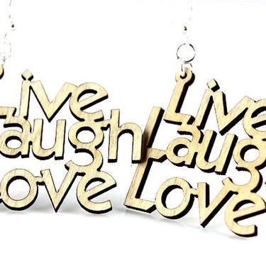 Live Laugh Love Laser Cut Wood Earrings 