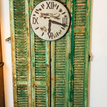Two Pairs of Antique European Shutters, Green Chippy 