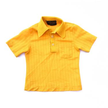 Vintage 60’s KIDS Yellow Mesh Knit Polo Shirt Sz 6X 