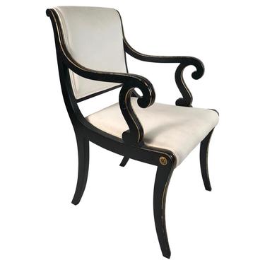 Regency Style Ebonized and Parcel Gilt Armchair
