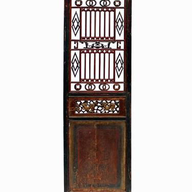 Chinese Gold Red Brown Graphic Carving Wood Decor Panel cs4046E 