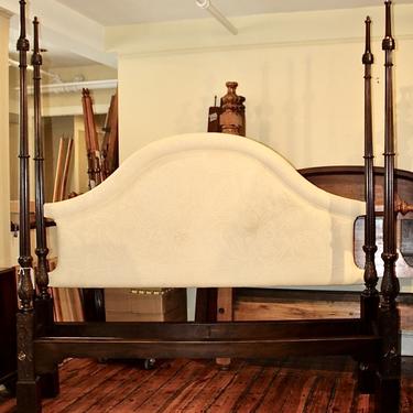 18th Century English Chippendale Tall Post Bed. Mahogany - Resized to King with Upholstered Headboard