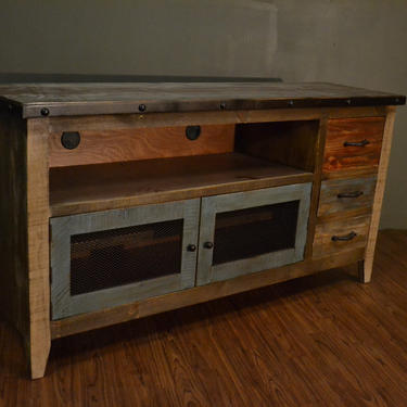 Industrial Rustic Reclaimed wood TV stand Media Console / Entertainment console 