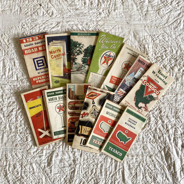Vintage 1930-1960s US Midwest Gas Station Road Maps Texaco Shell Barnsdall 