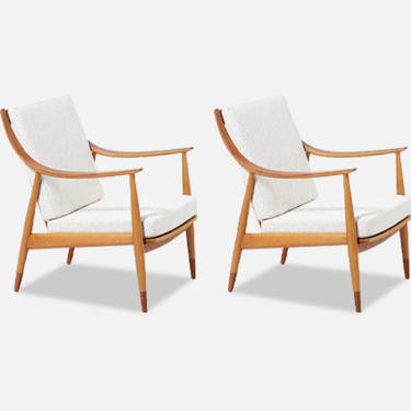 Peter Hvidt & Orla Mølgaard-Nielsen Model FD-146 Teak & Oak Lounge Chairs