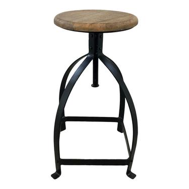 Industrial Modern Wood and Metal Adjustable Counter Stool