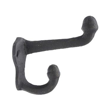 Black Cast Iron Double Arm Acorn Wall Hook