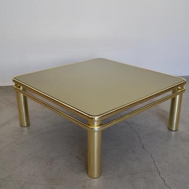 Gorgeous Vintage Late 1970's Art Deco Hollywood Regency Brass &amp; Mirror Coffee Table! 
