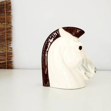 Mid Century Slovakian Ceramic Trojan Horse Bust Bookend 