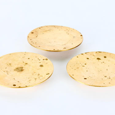 Brass Footed Plates, Brass Dish, Vintage Dish, Jewelry Dish, Soap Dish, Ring Dish, Brass Plate, Handmade Plate, Vintage, Brass, Set of 3 