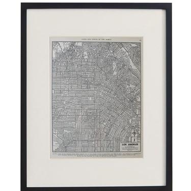 Vintage Framed City Map, Los Angeles