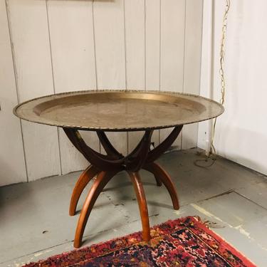 Mid Century Brass Tray Table with Spider Legs 