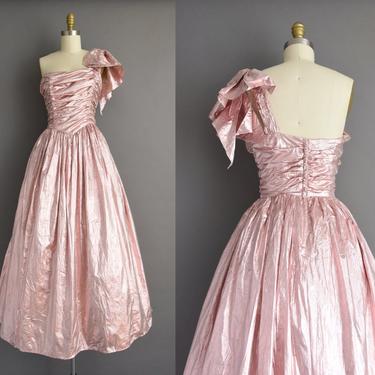 1980s vintage dress | Outstanding Gunne Sax Shimmery Pink Full Length Cocktail Party Prom Wedding Dress | Medium | 80s dress 