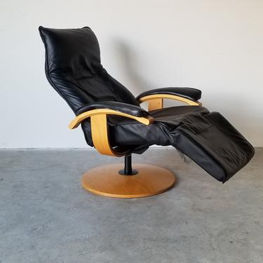 80's Postmodern Kebe Reclining Swivel Lounge Chair 