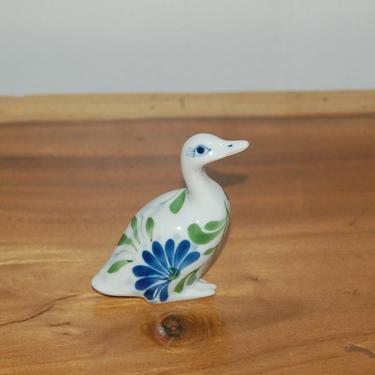 Dansk Porcelain Goose / Duck Figurine with handpainted Blue Flowers ~ FREE USA Shipping 