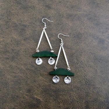 Afrocentric green earrings, ethnic earrings, African earrings, bold earrings, statement earrings, large earrings, wooden earrings, silver 