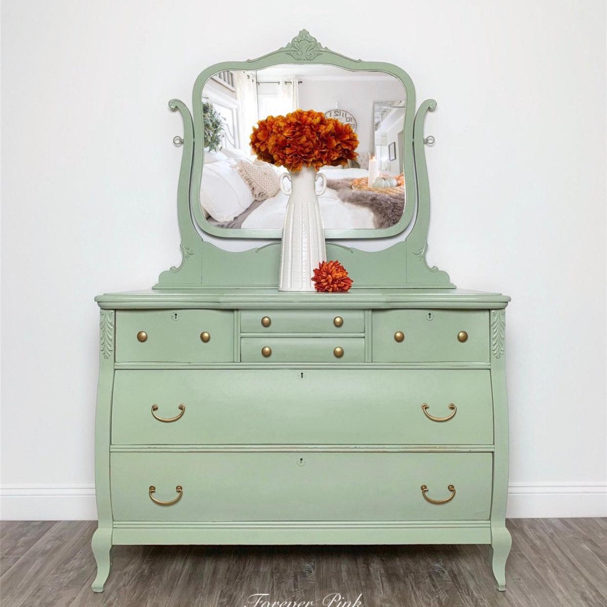 Vintage Sage Green Dresser with Swing Mirror | Forever Pink - Glen Mills, PA | ATTIC Vintage Sage Green Dresser with Swing Mirror | Forever Pink - Glen Mills, PA | ATTIC