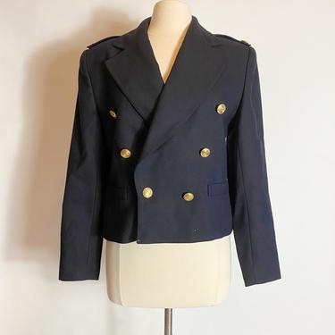 Vintage Collectible Gold by Giorgio Sant Angelo Black Wool Blazer 1980s 