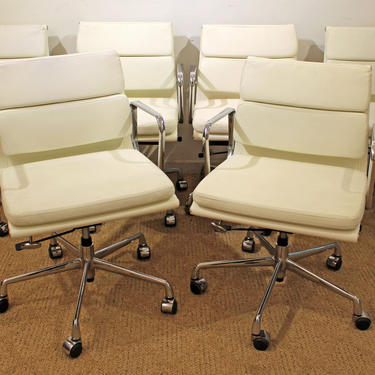 Set of 6 Mid-Century Danish Modern Eames Style Chrome Office/Conference Chairs 
