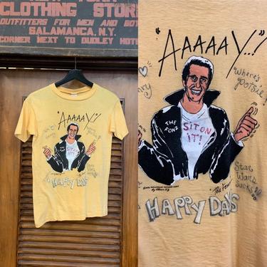 Vintage 1970's Happy Days / The Fonz Personalized Artwork Tee, Vintage Clothing, Vintage Tees, Vintage T-Shirts, Happy Days, Vintage 1970's 